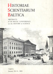 Historiae scientiarum Baltica. Abstracts of XX Baltic Converence on the History of Science. Tartu, January 30-31, 2001