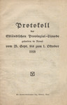 Protokoll der Estländischen Provinzial-Synode gehalten in Reval vom 25. Sept. bis zum 1. Oktober 1918