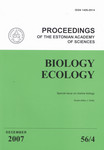 Biology. Ecology, December 2007, 56, 4. Proceedings of the Estonian Academy of Sciences