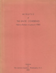 Minutes of the Baltic conference. Held at Bulduri in Latvia in 1920