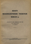 Eesti riigiraudteede tegevus 1930/31. a.. Exercice des chemins de fer de lEstonie en 1930/31