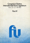 Congressus Quintus Internationalis Fenno-Ugristarum. Turku 20.-27. VIII 1980