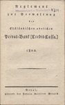 Reglement zur Verwaltung der Ehstländischen adelichen Privat-Bank [Credit-Cassa.] 1802