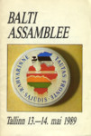 Balti Assamblee. Tallinn 13.-14. mai 1989