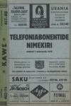 Telefoniabonentide nimekiri. Andmeil 15. veebruariks 1940